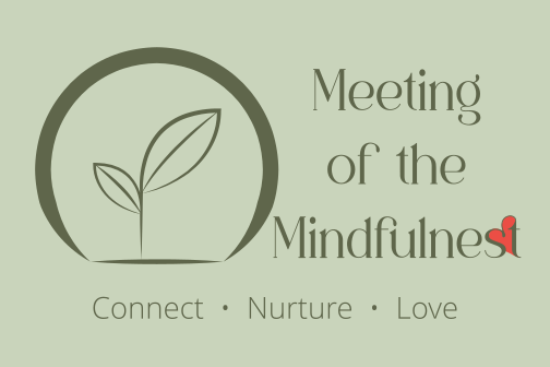 Meeting of the Mindfulnest logo on transparent background with tagline, Connect. Nurture. Love
